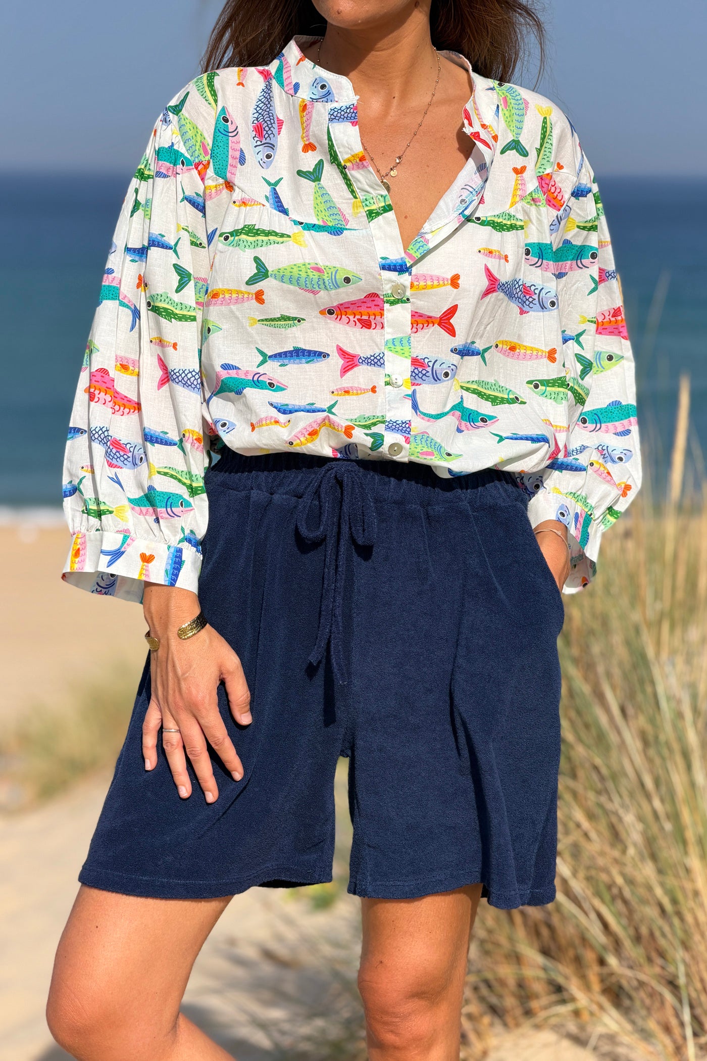 Navy Terry Knit Pull-On Shorts
