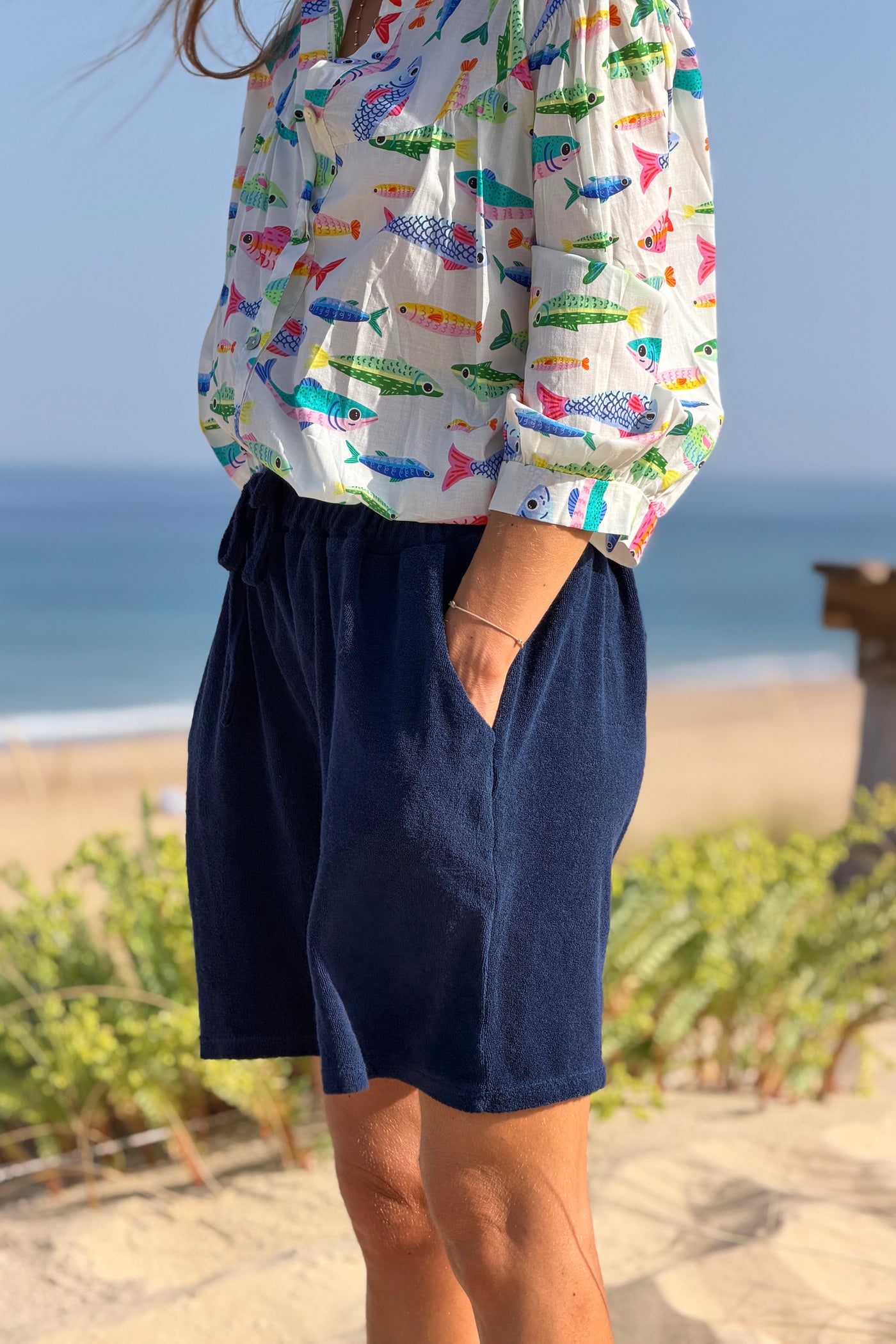 Navy Terry Knit Pull-On Shorts

