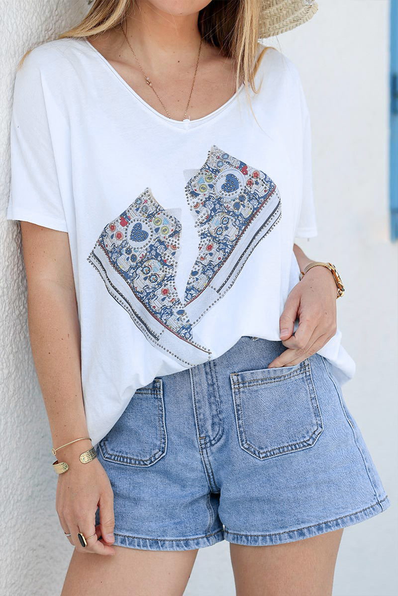Washed denim shorts with patch pockets
