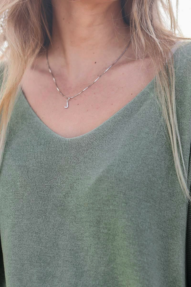 Batwing light khaki jersey top