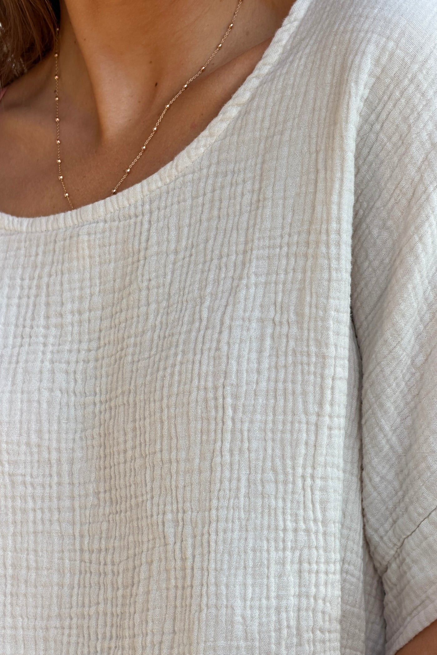 Beige Crinkle Gauze Blouse