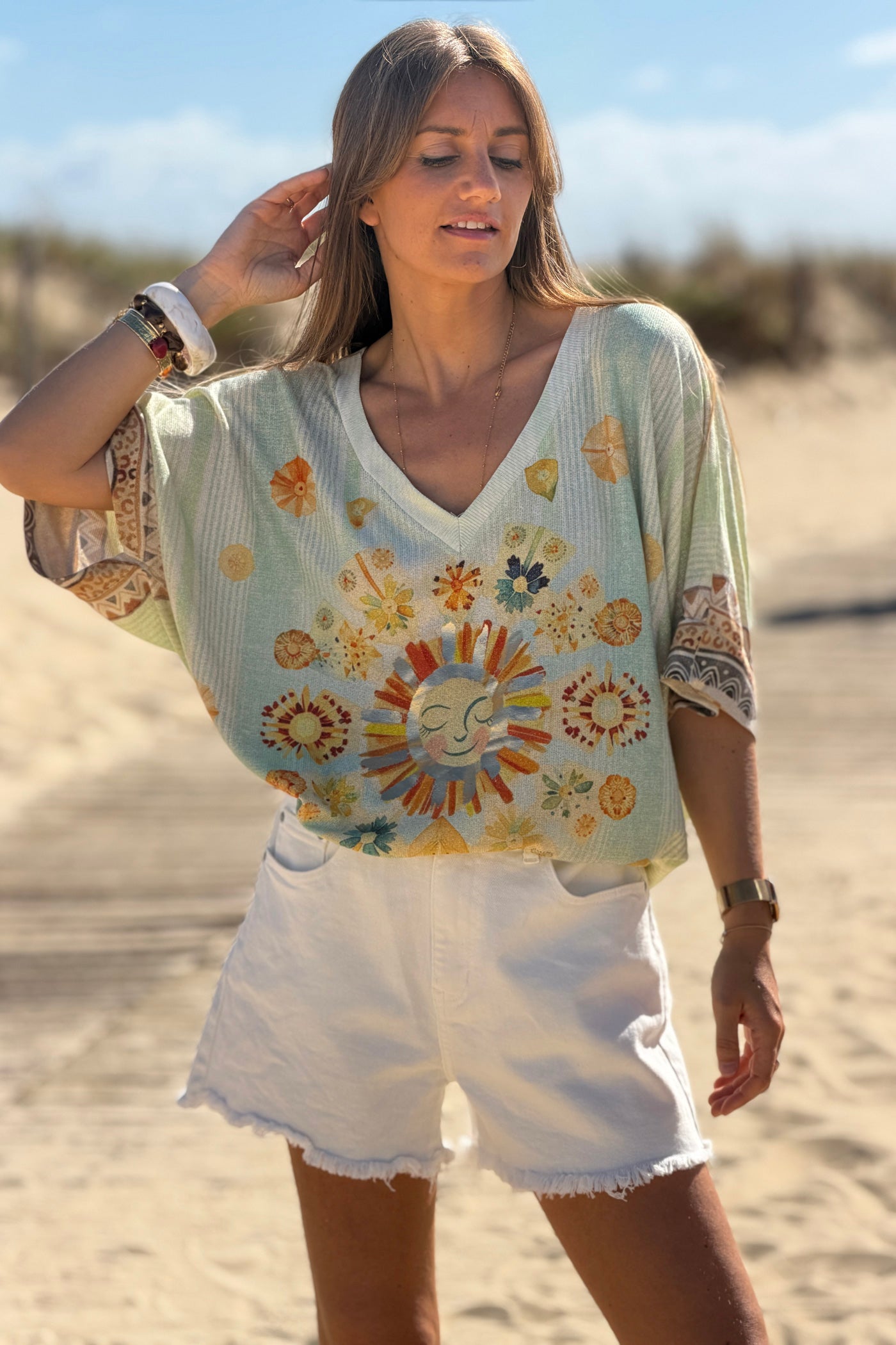 Sage Sunshine Frida Glitter Knit Tunic
