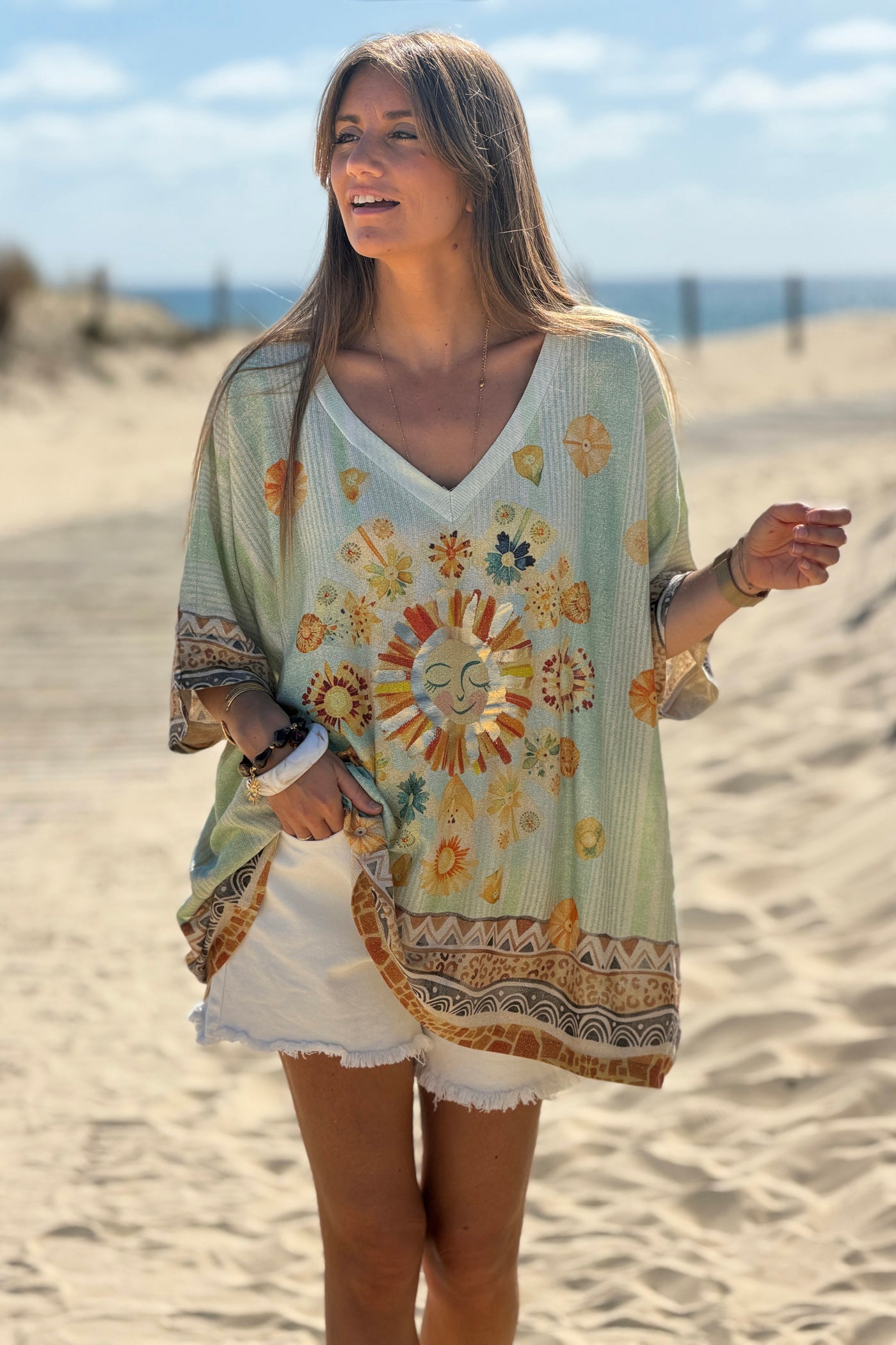 Sage Sunshine Frida Glitter Knit Tunic
