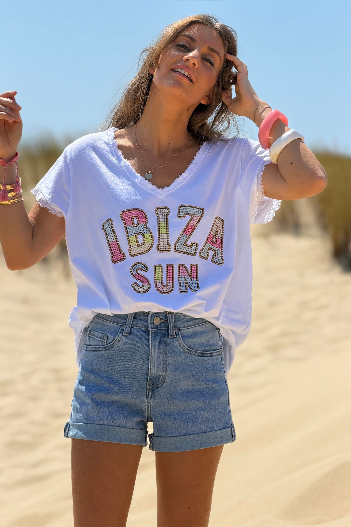 White “La Dolce Vita” V-Neck Tee