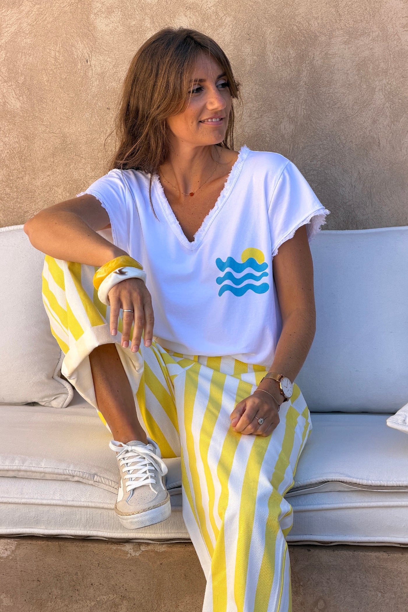 White “Cote d’Azur” Beachy Tee