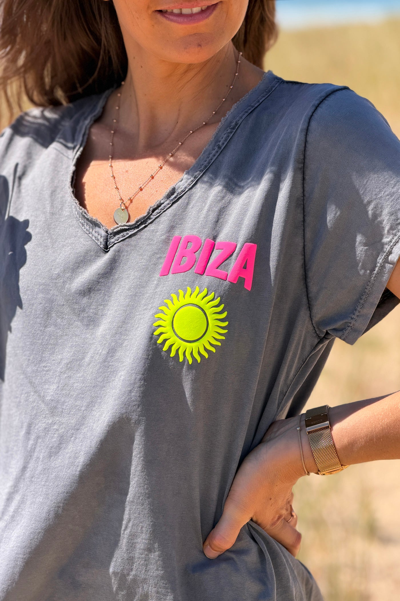 Gray Ibiza Sun T-Shirt