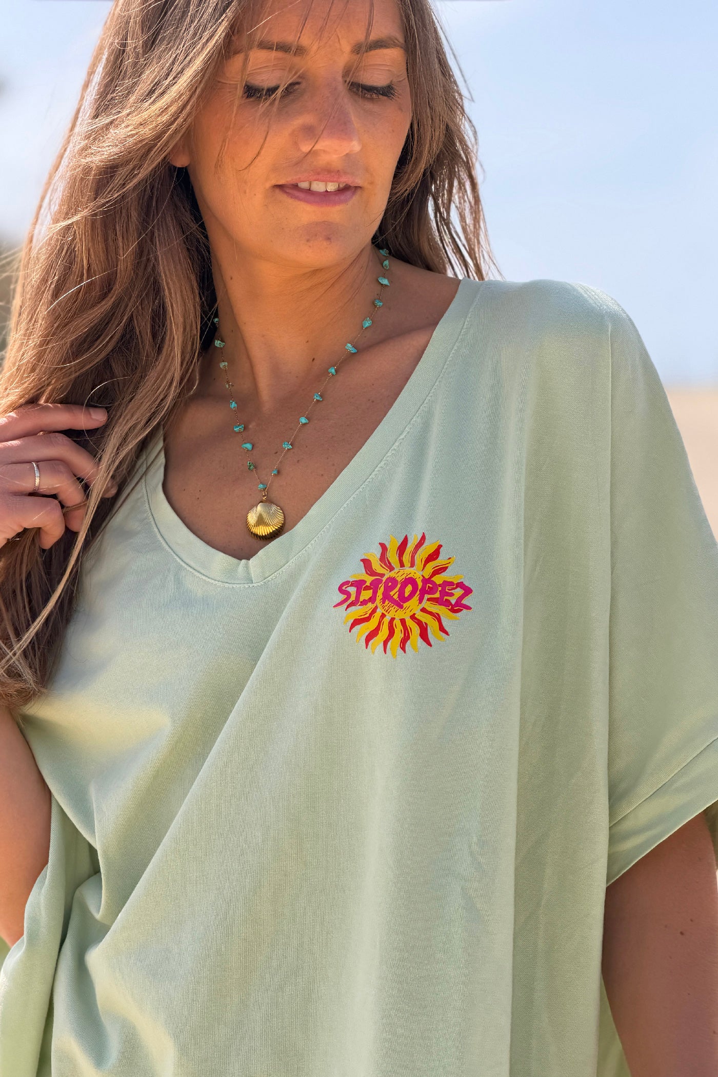 Light green St. Tropez Sun Vintage T-Shirt
