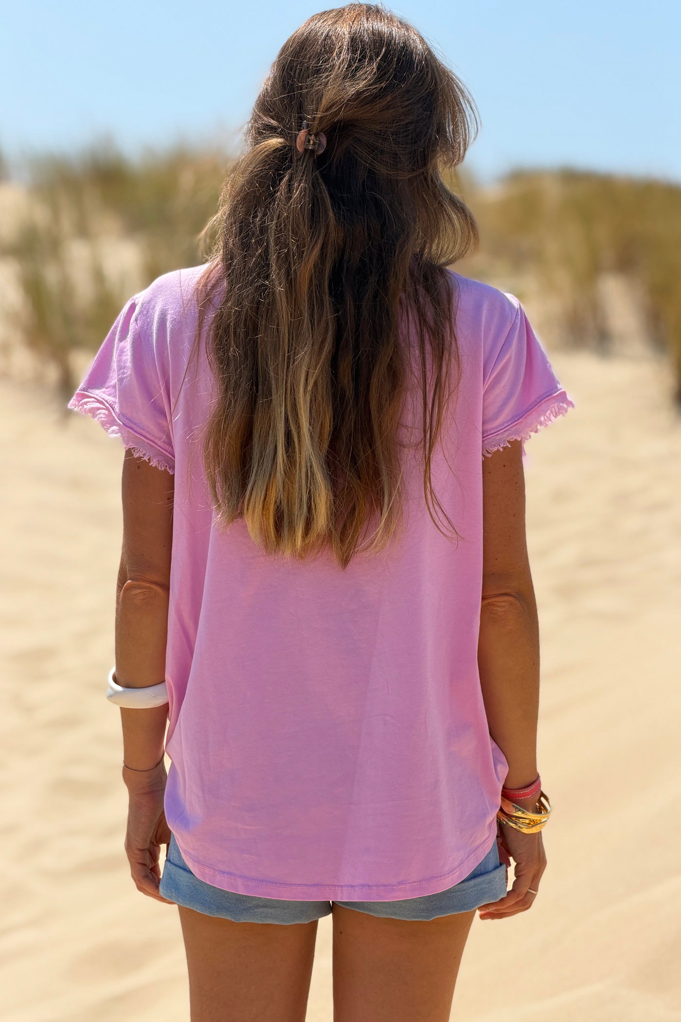 Pink “La Dolce Vita” V-Neck Tee