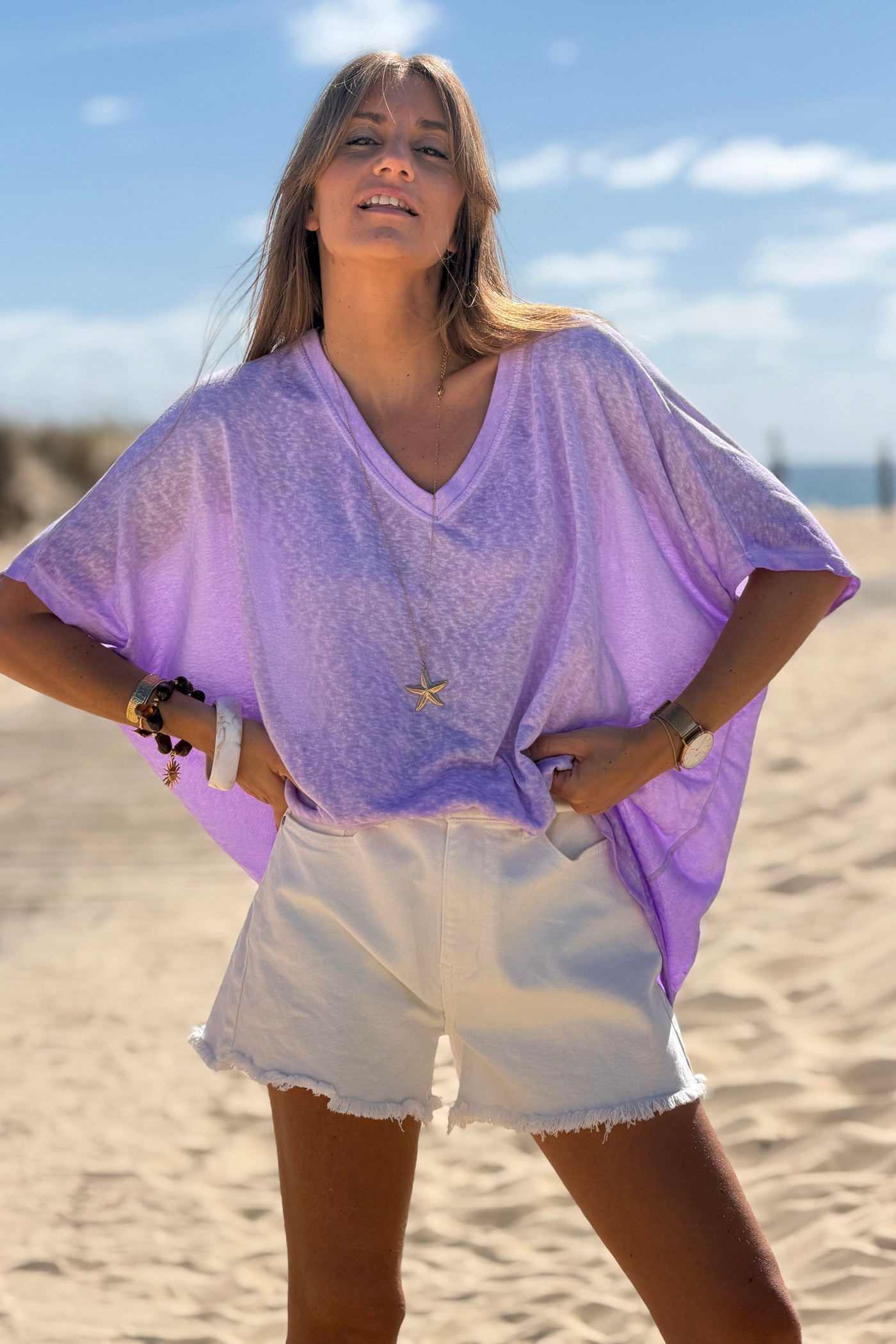 Lilac Relaxed Fit Batwing Super Soft Tee.