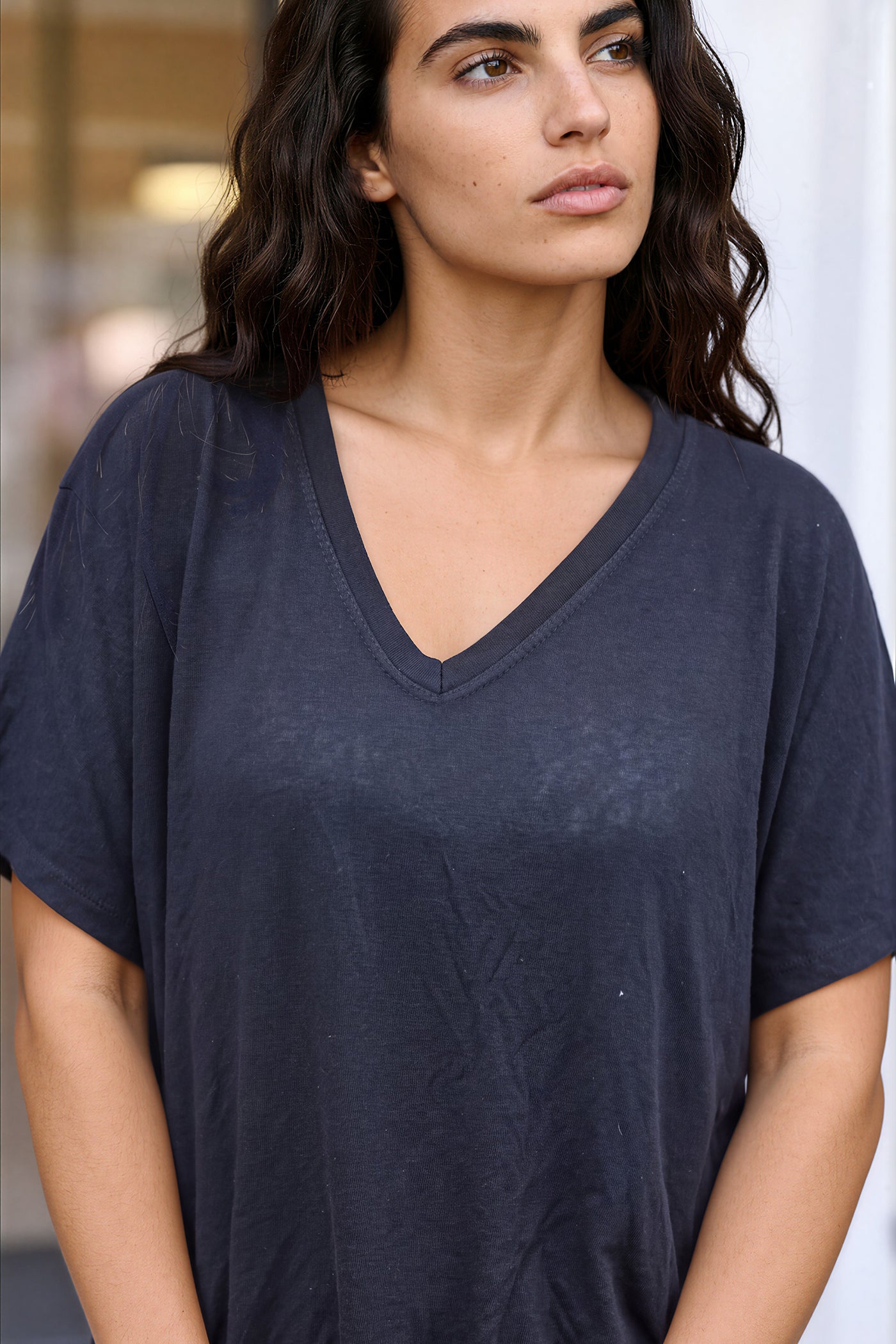 Tshirt noir souple large et loose manches courtes chauve souris
