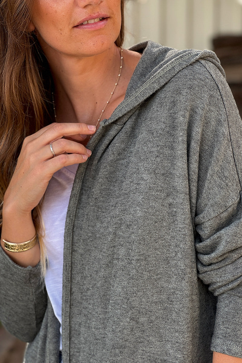 Olive Knit Hooded Cardigan
