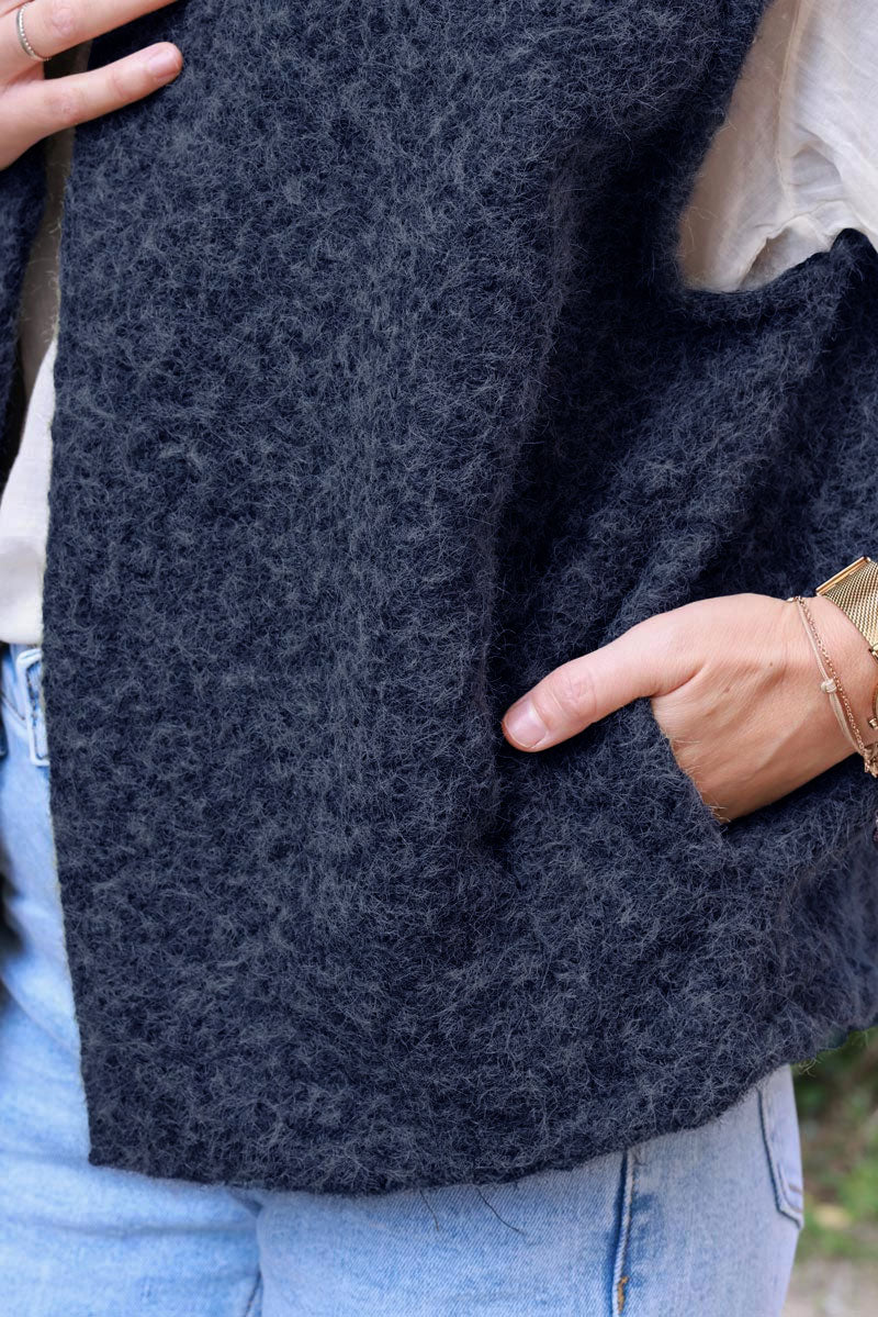 Navy Texture Knit Vest