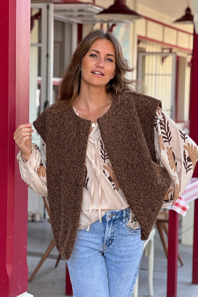 Brown Texture Knit Vest
